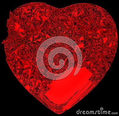 Red Broken crystal Heart: unrequited love Stock Photo