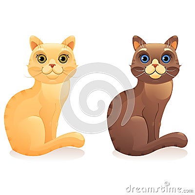 Red and brown cat Vector Illustration