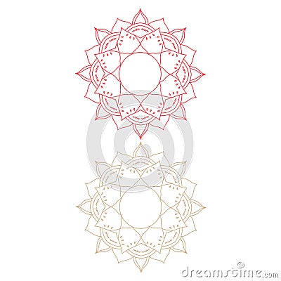 Natural Mandala Set Red Brown Vector Illustration