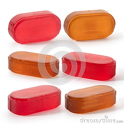 Red and brown sucking caramels with menthol Stock Photo