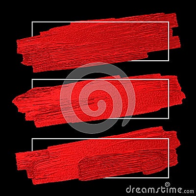 Red brush stoke texture on black background with line frame Cartoon Illustration