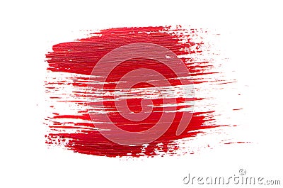 Red brush stroke on white background Stock Photo