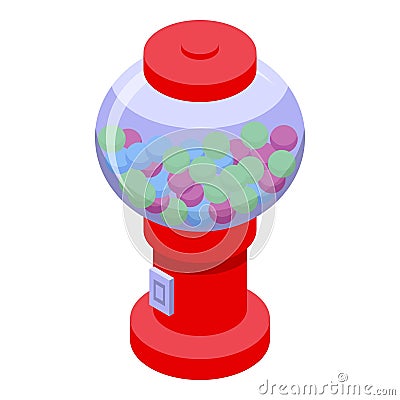 Red bubblegum machine icon isometric vector. Retro element Stock Photo