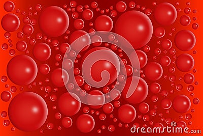 Red bubbles on same color gradient background. Blood molecules or abstract round particles. Medical or biological concept pattern Stock Photo