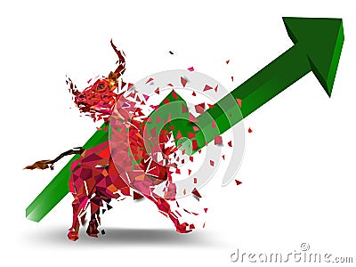 Bullish symbols on stock market vector illustration. vector Forex or commodity charts, on abstract background. The symbol of the t Vector Illustration