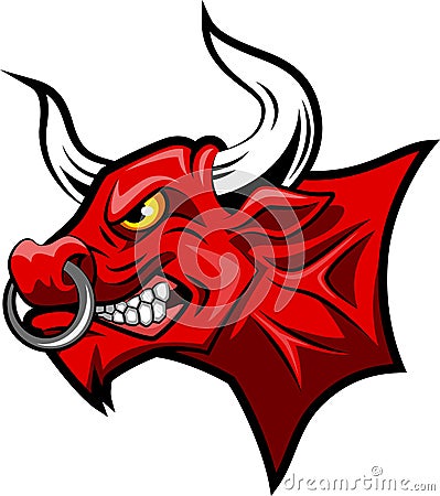 Red bull mascot face Vector Illustration