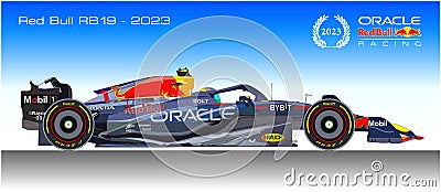 Red Bull RB19, Oracle Red Bull Racing F1 sport car, Verstappen Vector Illustration