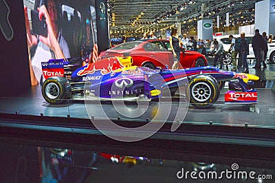 Red bull Vettel, Rikyardo Moscow International Automobile Salon August Editorial Stock Photo