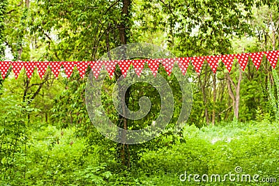 Red bunting flags Stock Photo