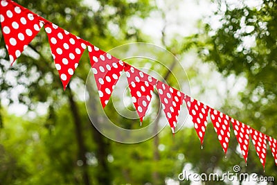 Red bunting flags Stock Photo