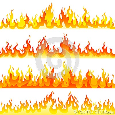 Red Burning Fire Flame Logo set design vector template. Vector Illustration