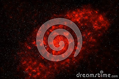 Red Bursting galaxy with shining stars in the starfield Stock Photo