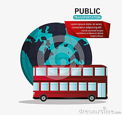 Red bus two storied tourism public transport Vector Illustration