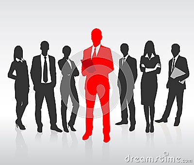 Red Businessman Silhouette, Black Business People Vector Illustration