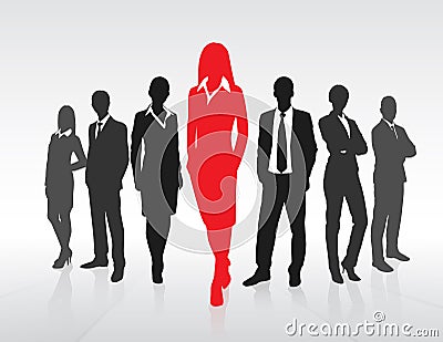 Red Businesswoman Silhouette, Black Business Vector Illustration