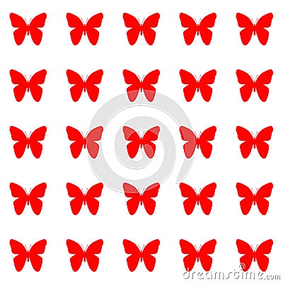 Red butterflies on white background repetition cards backgrounds Stock Photo