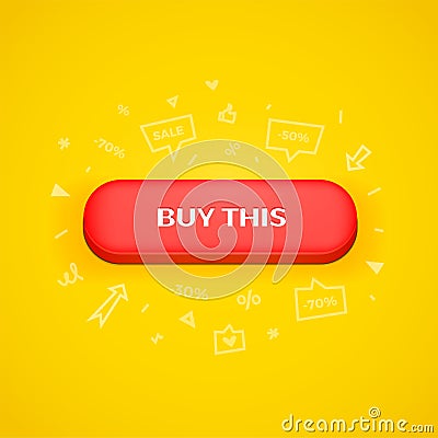 Red button with buy this text Vector Illustration