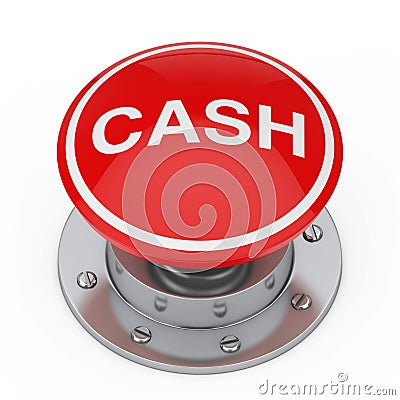 A Red Button Knob with Cash Sign. 3d Rendering Stock Photo