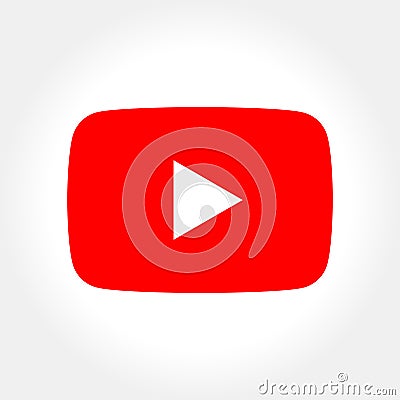 Red button Social media YouTube isolated on white. Editorial Stock Photo