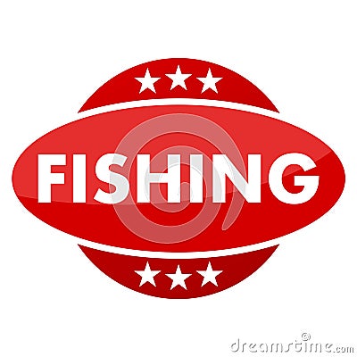 Red button with stars fishing Vector Illustration