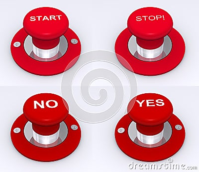 Red buttons for stop & start Stock Photo