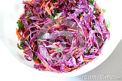 Red cabbage cole slaw Stock Photo