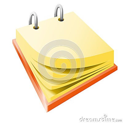 Red calendar with yellow pages view front Vector Illustration