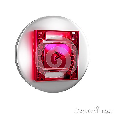 Red Camera vintage film roll cartridge icon isolated on transparent background. 35mm film canister. Filmstrip Stock Photo