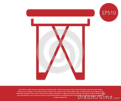 Red Camping portable folding chair icon isolated on white background. Rest and relax equipment. Fishing seat. Vector Vector Illustration