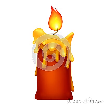 Red candle. Magic fire. Dripping wax. Illustration Stock Photo