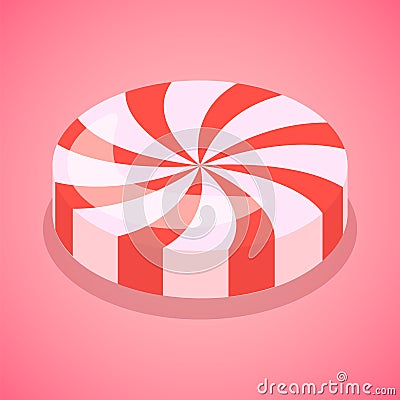 Red candy swirl icon, isometric style Vector Illustration