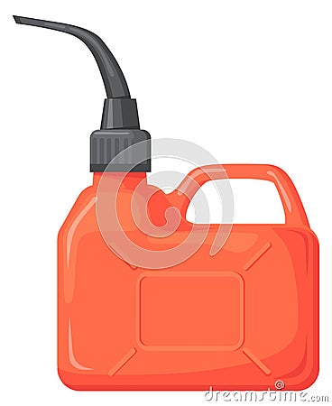 Red canister icon. Plastic fuel cartoon container Vector Illustration