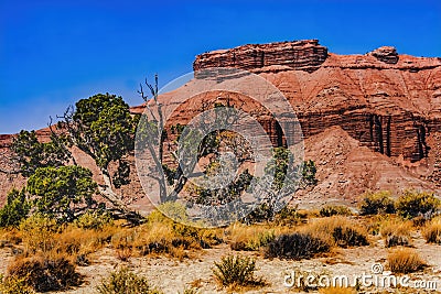 Red Canyon Cliff I-70 Highway Utah Stock Photo