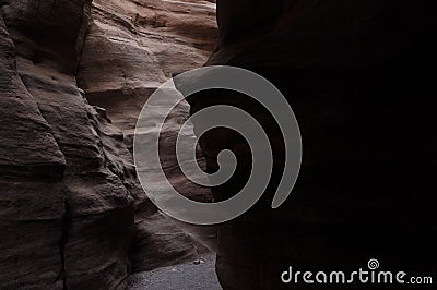 Red canyon in Israel near Eilat. Picturesque and undulating rocks hollowed out by rain in sandstone in the Negev desert Stock Photo
