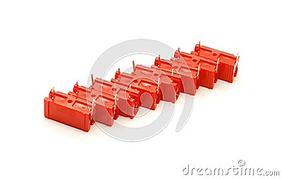 Red capacitors isolated Stock Photo