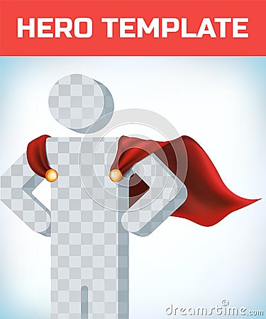 Red cape. Super hero cloak. Superhero cover. Cartoon carnival clothes. Power sign. Leadership concept. Red hero cape Vector Illustration