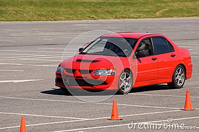 Red car during autocross event 1 Stock Photo