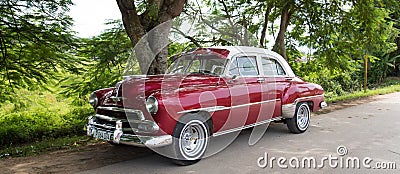 Red car in cuba Editorial Stock Photo