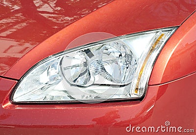 Red car headlight Stock Photo