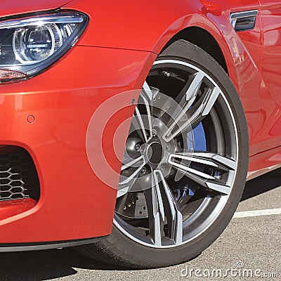 Part of a red car close up. Red car Stock Photo