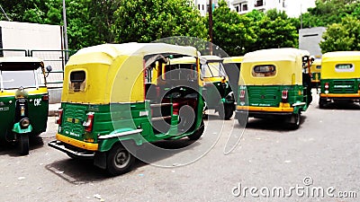 autos halting at autostand Stock Photo