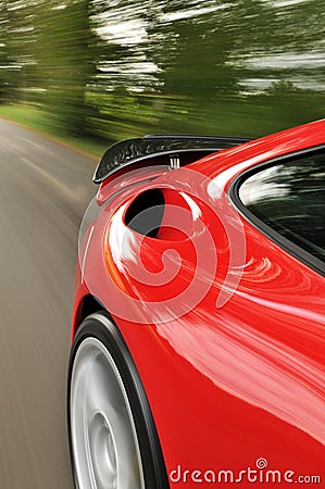 Red car with spoiler Stock Photo