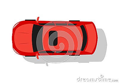 Red Car Top View Flat Design Vector Illustration Vector Illustration
