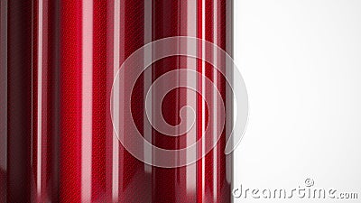 Red Car wrapping glossy film roll carbon fiber close up background. 3d rendering Cartoon Illustration