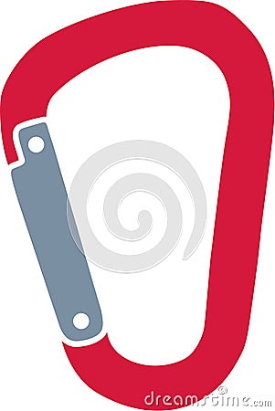 Red carabiner Vector Illustration