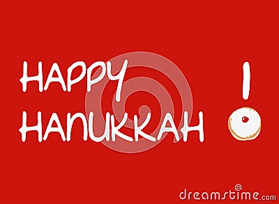 Red Card with Donut for Hanukkah Vector Illustration