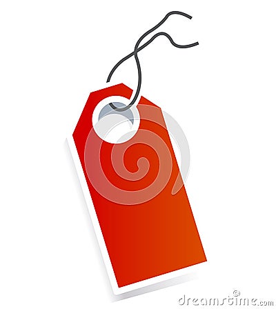 Red card price tag on white background Vector Illustration