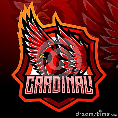 The red cardinal bird mascot. esport logo design Vector Illustration