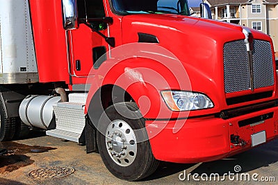 Red Cargo Truck Stock Photo