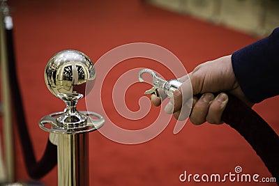 Red carpet with barriers Stock Photo